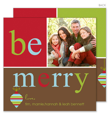 Be Merry Ornament Holiday Cards